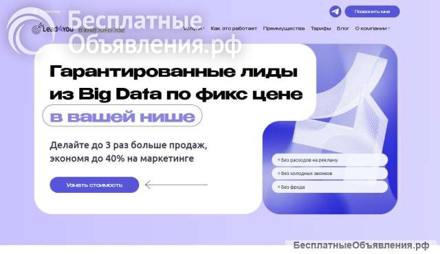 Гарантированные лиды из Big Data по фикс цене