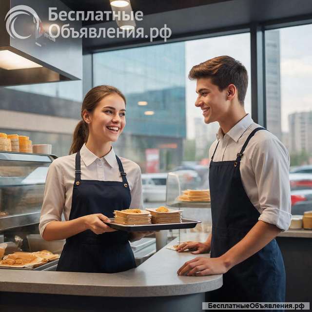 Уборщики и сотрудники в ресторан быстрого питания