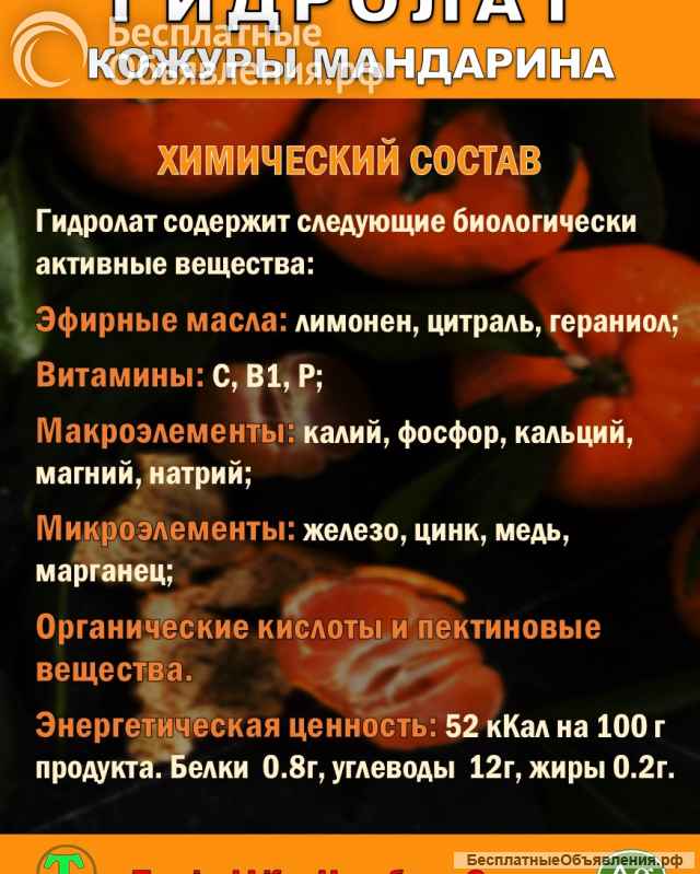 Гидролат кожуры мандарина. ProGynuru. С наносеребром.