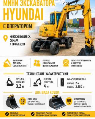 Аренда колёсного мини экскаватора