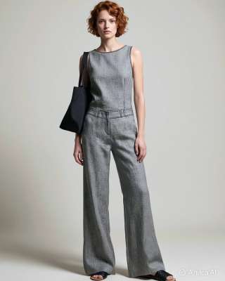 Льняные широкие брюки-трубы H&M. Размер 42-44 (EUR 36)