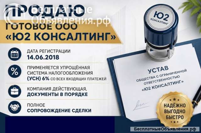 Готовое ООО с 2018 года, УСН 6%