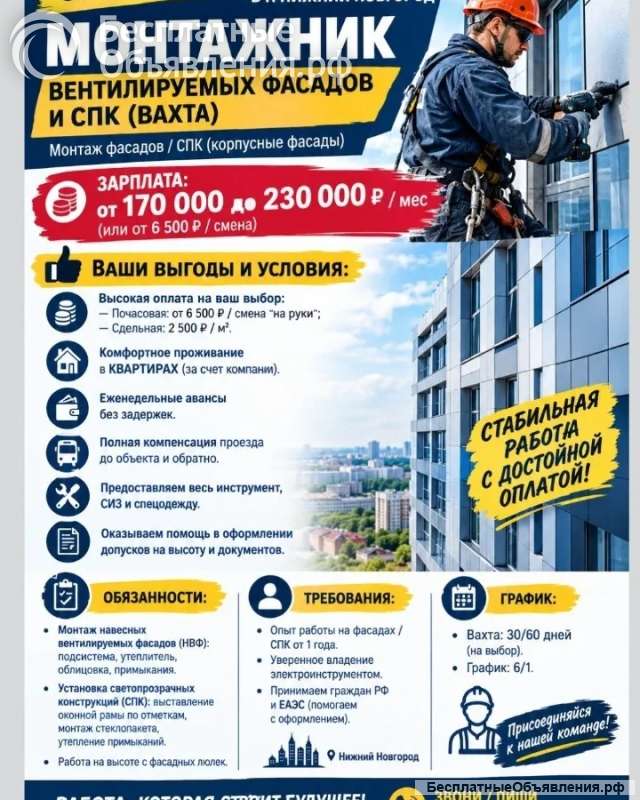 Вахта, работа в Нижнем Новгороде