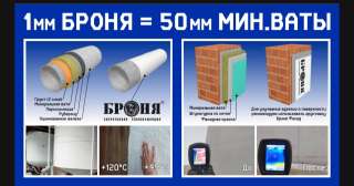Сверхтонкая тепло-гидроизоляция Броня. 1мм-50мм мин. ваты.