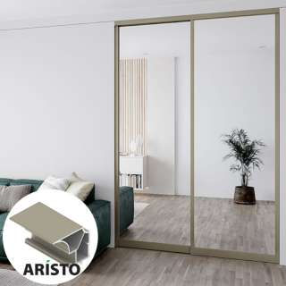 Дверь-купе ARISTO FLAT, зеркало, профиль шампань матовая