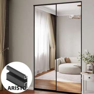 Дверь-купе ARISTO SLIM LINE, зеркало, профиль черный матовый