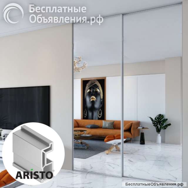 Дверь-купе ARISTO SLIM MAX, зеркало, профиль хром матовый