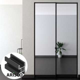 Дверь-купе ARISTO SMART, зеркало, профиль черный матовый