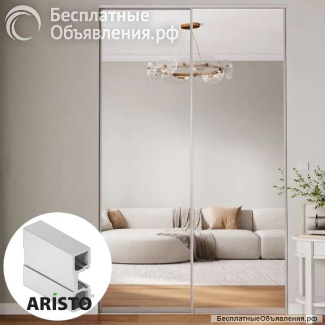 Дверь-купе ARISTO TWELVE, зеркало, профиль хром матовый