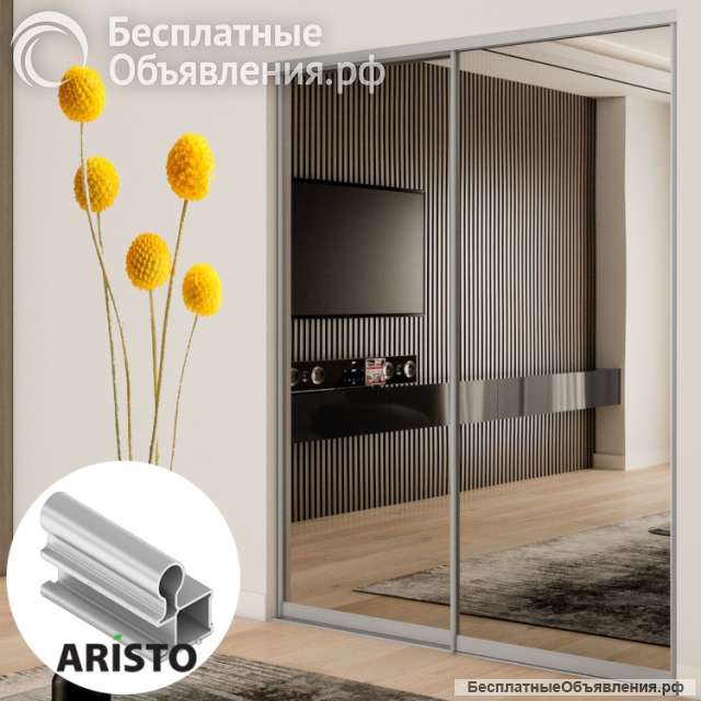 Дверь-купе ARISTO О, зеркало, профиль хром матовый
