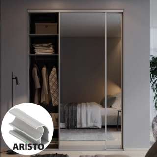 Дверь-купе ARISTO С, зеркало, профиль кашемир серый