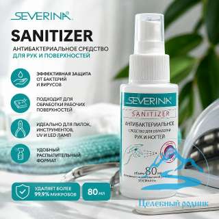 Санитайзер (антибактериальное средство для обработки рук Sanitizer) с распылителем 80 мл