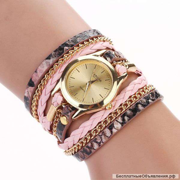 Часы Carude Chain Gold, розово-чёрные (W171)
