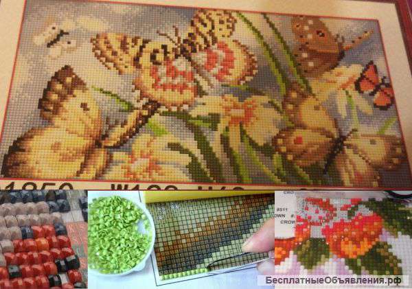 Алмазная живопись картина Бабочки 37х22 см