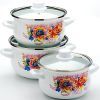 Набор эмалированных кастрюль (2л-2,7л-3,5л) арт.23665