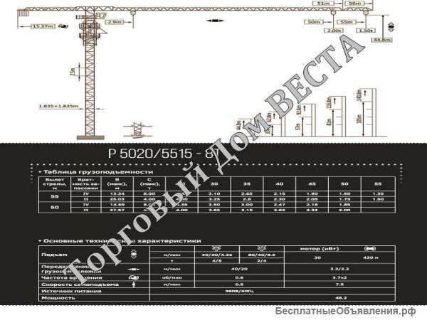 Башенный кран Yong Li P 5020/5515 - 8 т