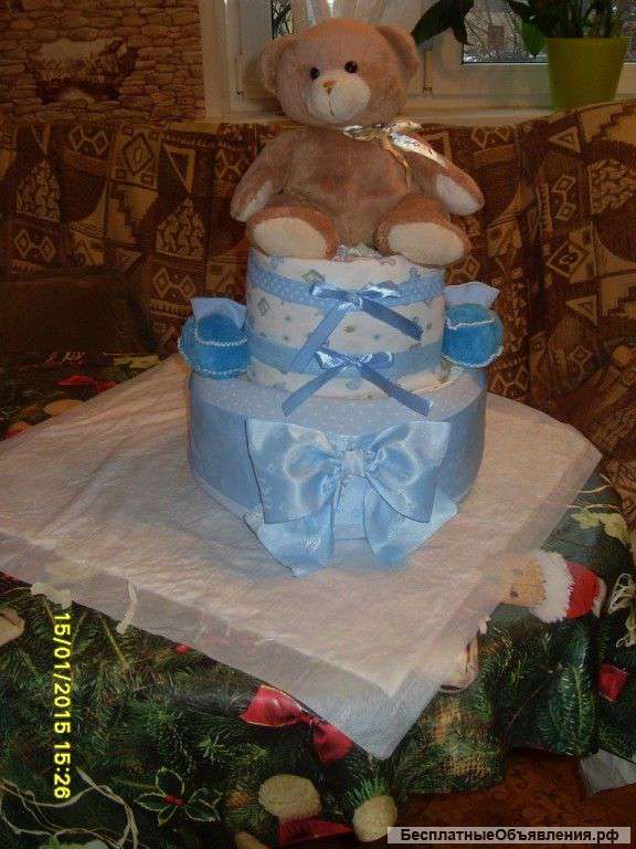 Торт из памперсов- миша
