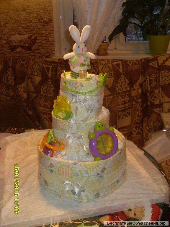 Торт из памперсов-зайка