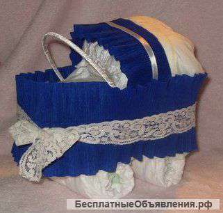 Торт из памперсов-коляска