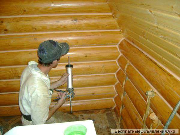 Герметизация деревянных домов срубов Украина Одессе