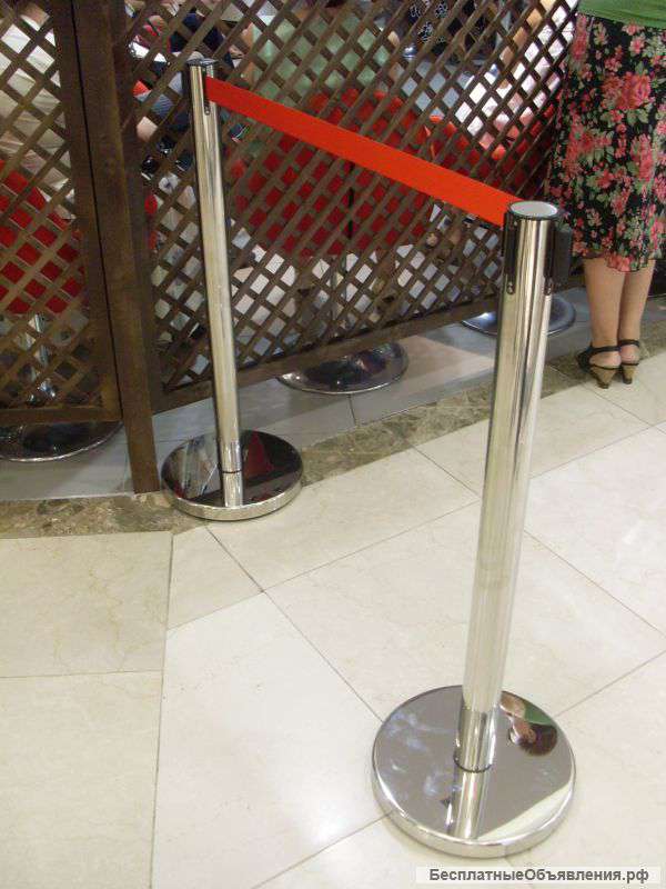 Столбик с лентой Barrier Belt 01P LUX (вытяжная лента 3 метра, заводского производства евростандарт)