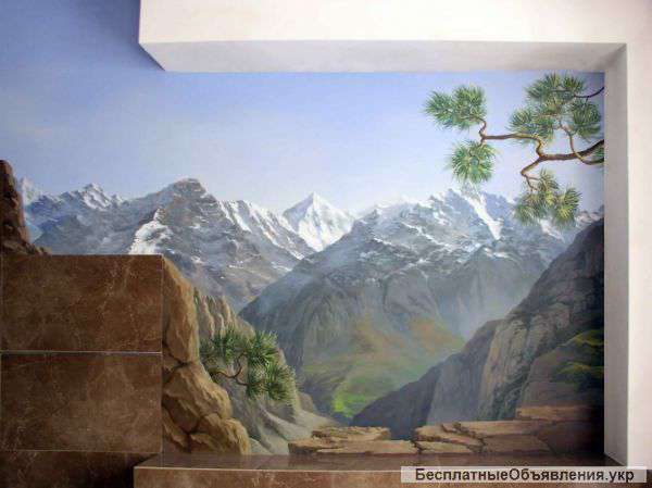 Ремонт,роспись стен барильеф