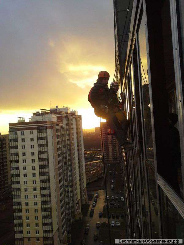 Монтаж-Демонтаж рекламных конструкций. Альпинисты высокого уровня, мойка фасада