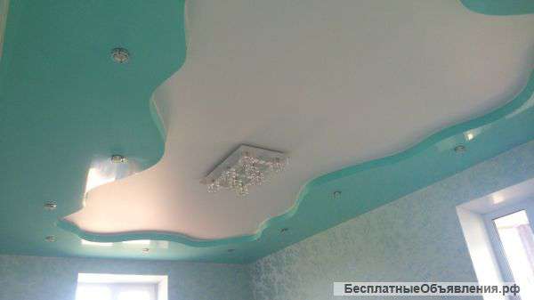 Натяжные потолки + споты