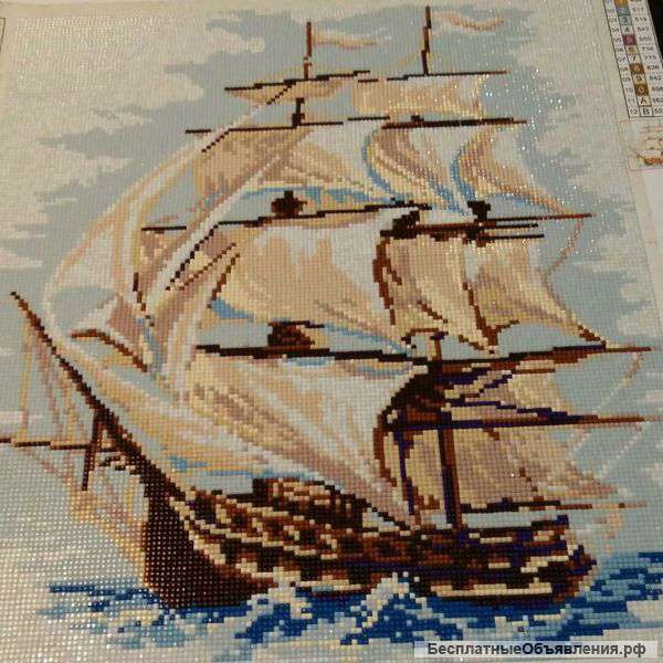 Алмазная вышивка картина Корабль 46х52, подарок