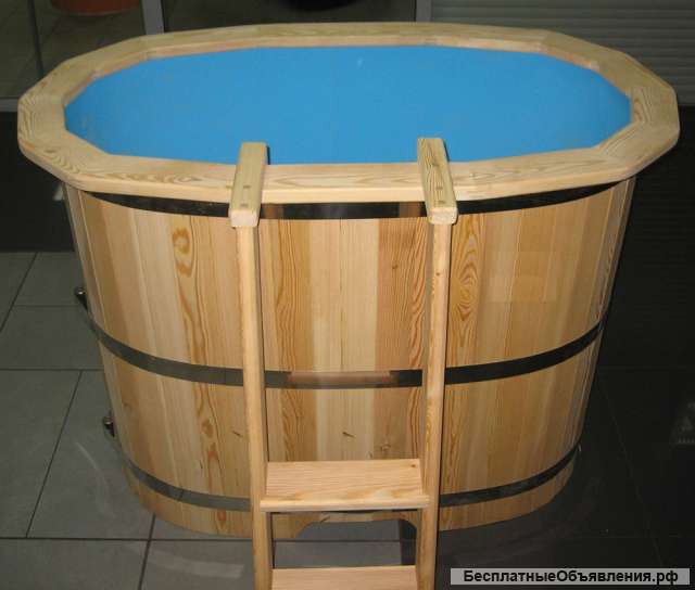 Купель овальная 2-местная с пластиковой вставкой 1,3х0,7хН1,0м (дуб)