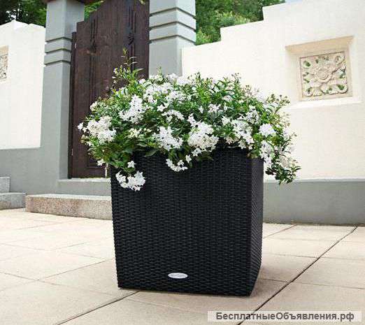 Кашпо Lechuza Cube Cottage, размер 50*50*50 см, цвет: черный