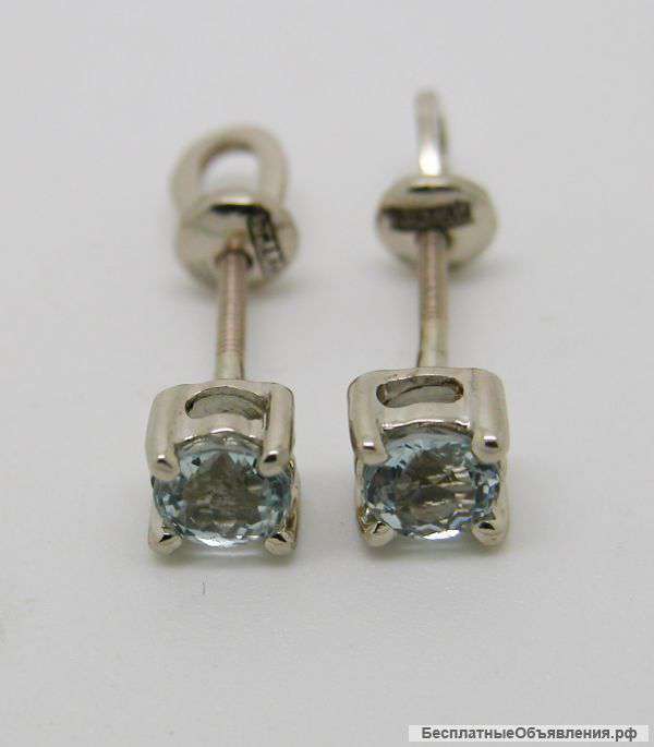 Серьги-гвоздики с Аквамаринами