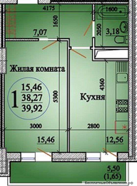 1 комнатная квартира