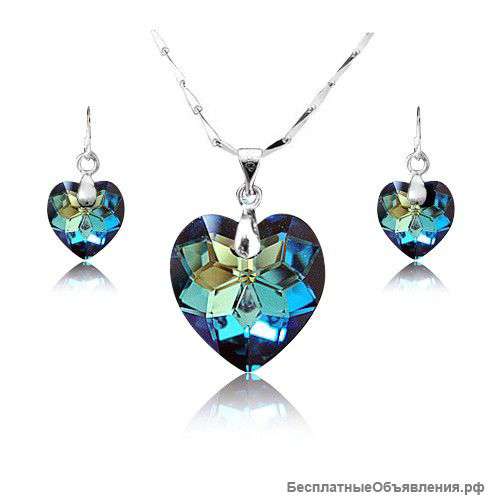 Комплект кулон+серьги с кристаллами Swarovski