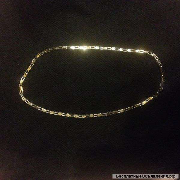 Цепь мужская желтое-белое золото