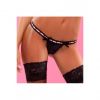 Стринги, черные с розовой тесьмой-пояском- Coquette