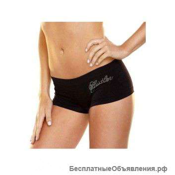 Трусики-шортики, черные С надписью из страз- Hustler Lingerie
