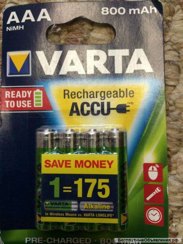 Аккумуляторы Varta 800mAh оригинал