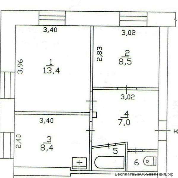 Комнату в двухкомнатной квартире