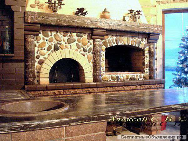 Печь, барбекю, камин из кирпича, Печник, кладка, стр-во