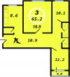3-х комнатная квартира Ростов-на-Дону Каменка