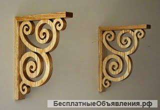 Кронштейн для полки резной деревянный