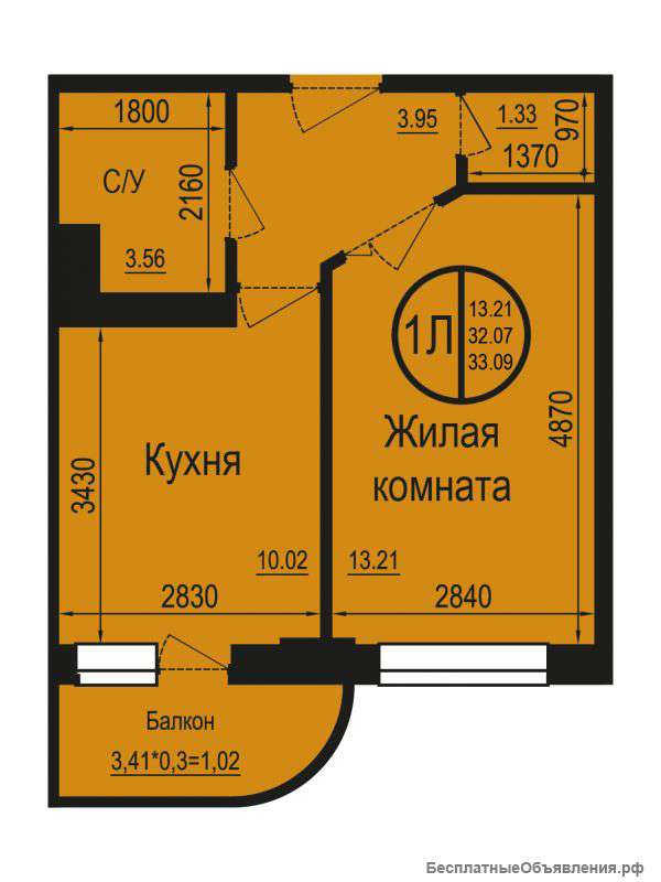 1- комнатная квартира
