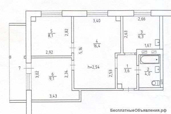 3 комнатную квартиру на Красрабе