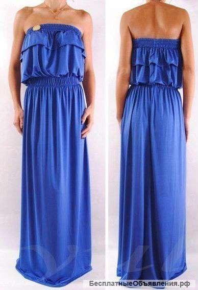 Синее платье в пол