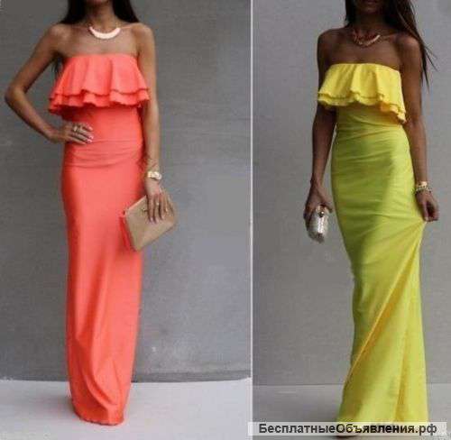 Платье в пол желтое