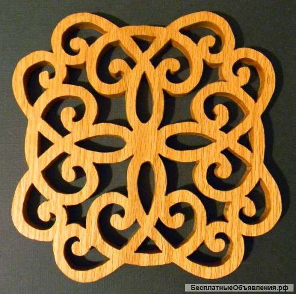 Подставка под чашку резная деревянная №189