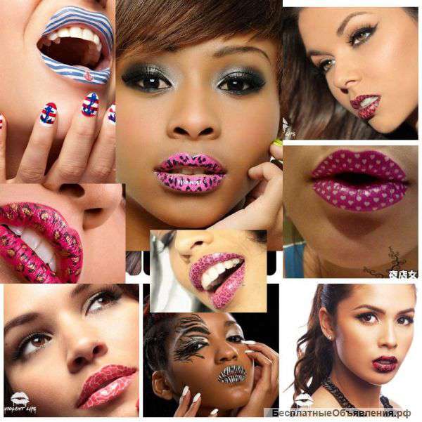 Наклейки временные тату для губ