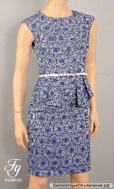 Платье 248/2 жаккард круги син.арт.424-3