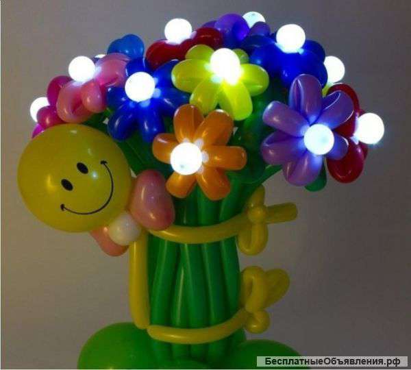 Фигуры из воздушных шаров и букеты (светящиеся)